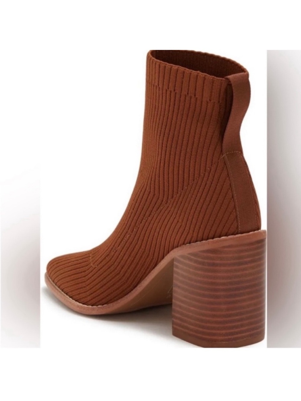Steve Madden Nichol Sock Brown Booties NWOB Nixie Sock Bootie In Cognac - Picture 3 of 7